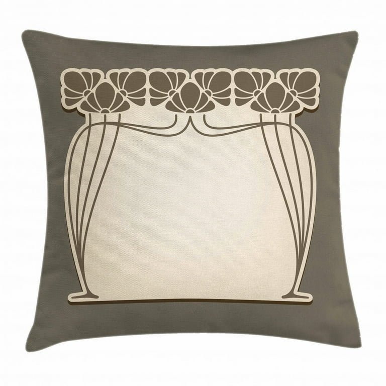 Art Nouveau Throw Pillow Cushion Cover, Flower Bouquets Forming an