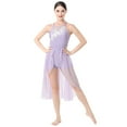thumbnail image 5 of IBTOM CASTLE Women Lyrical Dance Costumes Lace Flower Embroidery Spliced Tulle Dress Flowy Chiffon Leotard Skirt S Light Purple, 5 of 8