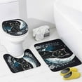 thumbnail image 3 of Cute Cat Shower Curtain Set, 4-Piece Bathroom Decor Set with 72" x 72" Shower Curtain, Toilet Cover Mat, U-Shaped Mat, Non-Slip Floor Mat, 3 of 7