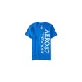 thumbnail image 1 of Aeropostale - Camiseta gráfica con logotipo vertical desgastado para hombre, azul, extra pequeña Aeropostale Camiseta gráfica, 1 of 1