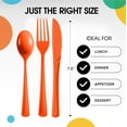 thumbnail image 2 of Crown Display 150-Piece Orange Silverware - Orange Disposable Plastic Cutlery Combo Set, 2 of 7