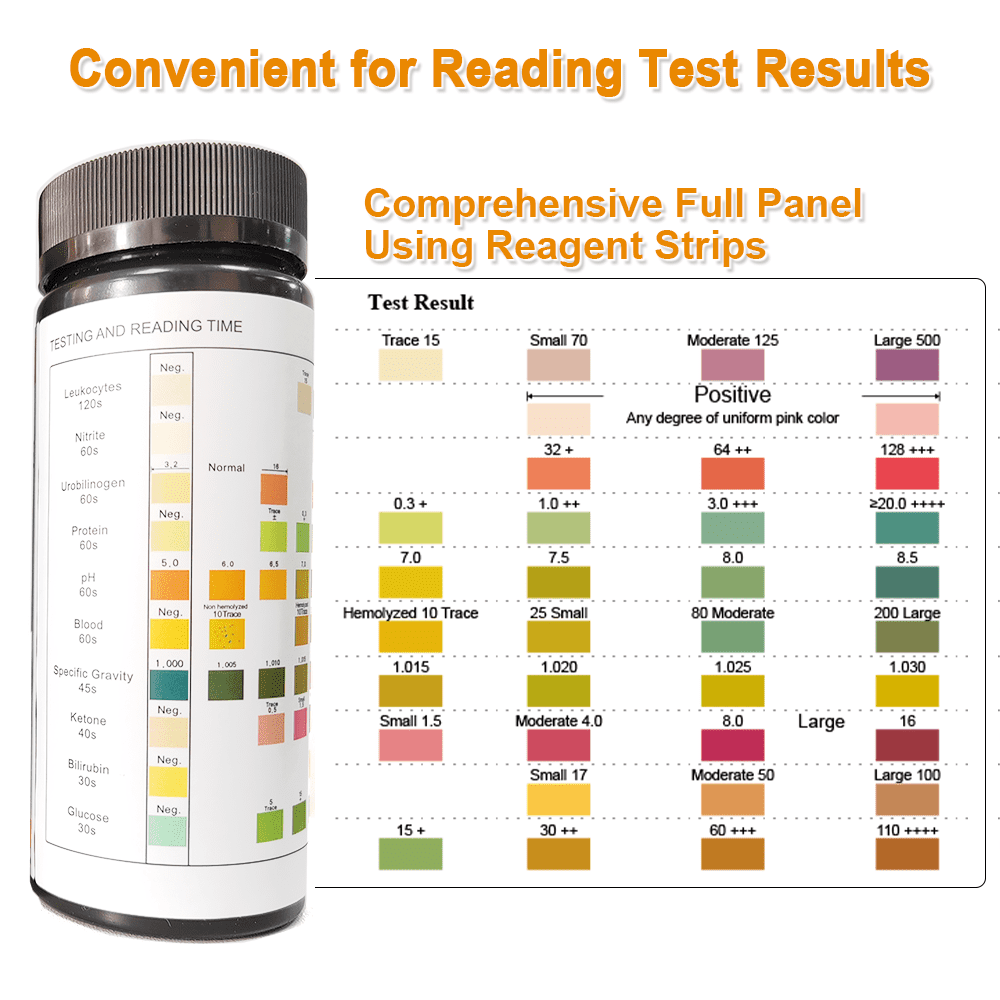 10-in-1 Urine Test Strips 10 Parameters for Urinalysis - Rapid Tests for Ketosis, pH, Protein, UTI, Kidney and Liver Function-100 Count