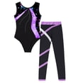 thumbnail image 3 of Doomiva Kids Girls Gymnastics Dance Outfits Sleeveless Ballet Leotard with Athletic Leggings Purple 10, 3 of 7