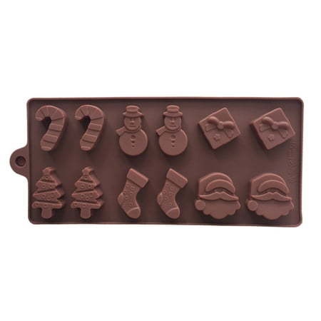 

12 Cavity 3D Silicone Mold Christmas Snowman Socks Trees Pattern Chocolate Mould