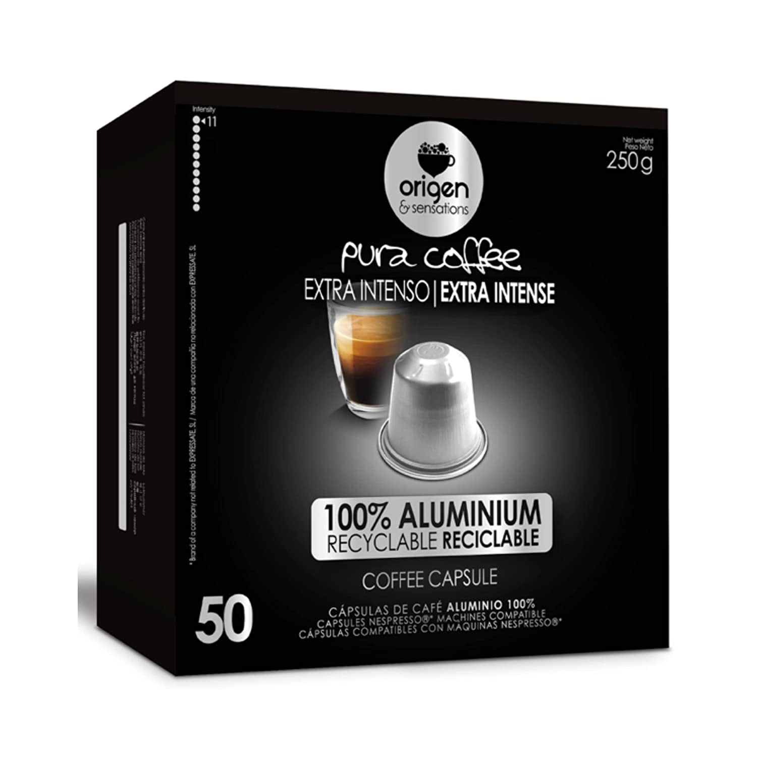 Nespresso Compatible Pods, 100 Aluminum Recyclable Extran Intense