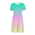 thumbnail image 4 of Uaswgudfs ​2025 Casual Women's A-Line Tiered Ruffle Midi Dress - Summer Short Sleeve Round Neck with Breathable Fabric for Daily Wear Mint Green M, 4 of 5