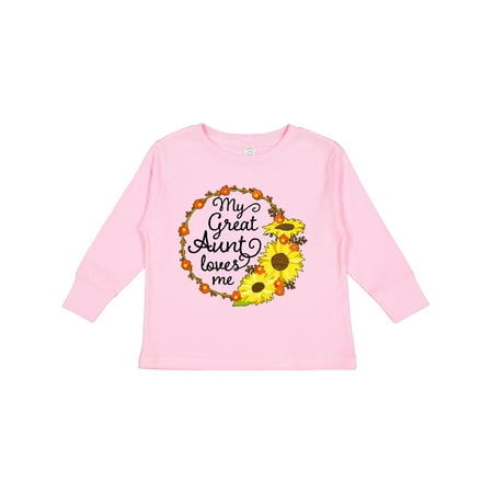 

Inktastic My Great Aunt Loves Me with Sunflower Wreath Boys or Girls Long Sleeve Toddler T-Shirt