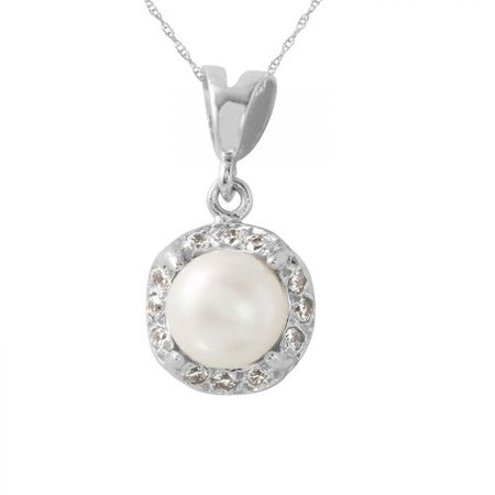 Foreli Freshwater Pearl And Cubic Zirconia 14K White Gold Necklace