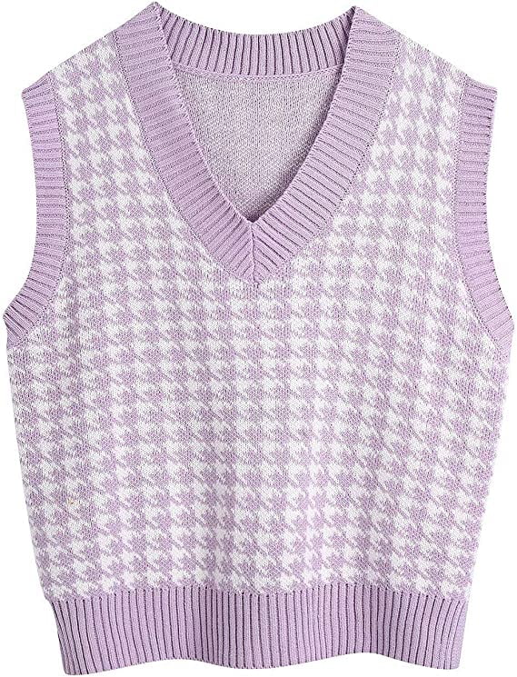 BAMAIA Women Houndstooth Pattern Knit 