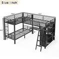 thumbnail image 4 of L-Shaped Triple Bunk Bed with Desk & Wardrobe, Twin XL/Twin XL with Attached Full Loft Bed, Heavy Duty Metal Frame for All Ages, Multi-Functional, Black, 4 of 12
