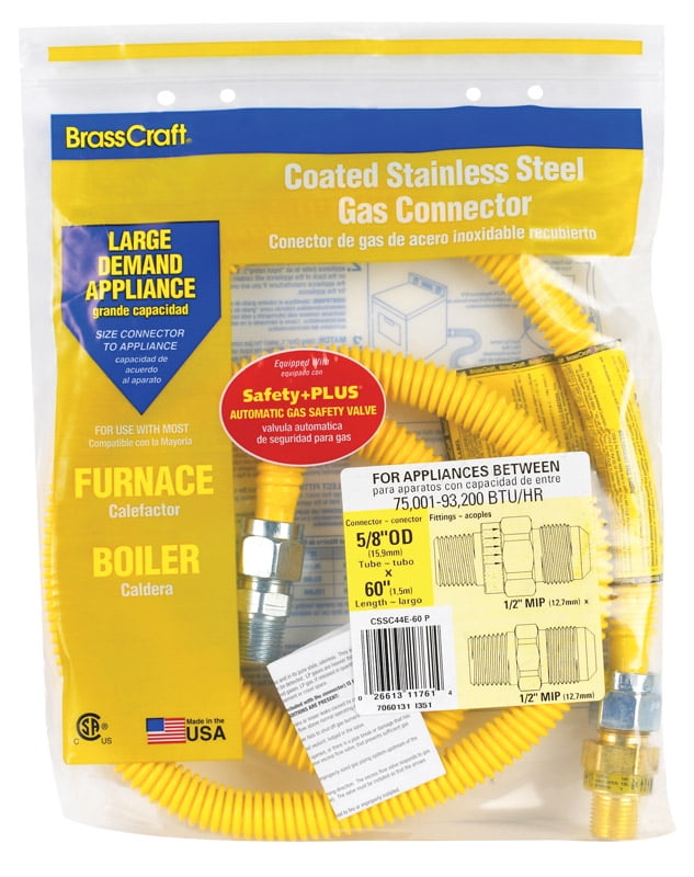 Brasscraft CSSC44R60P Safety Plus Gas Connector 0.50 in. id x 0.50 in