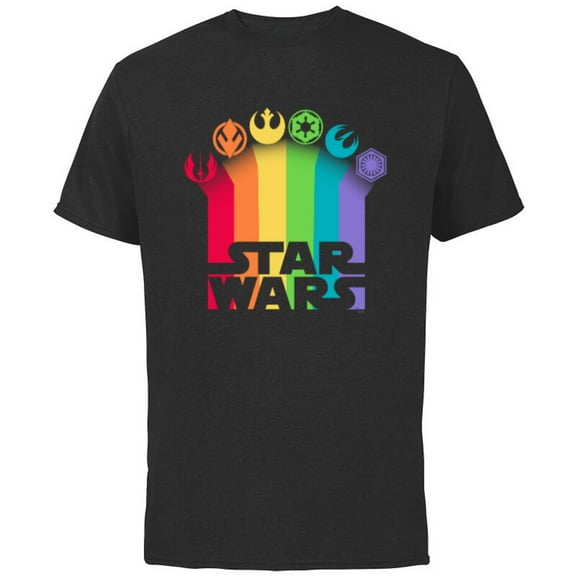 Star Wars Logo with Pride Icons - Short Sleeve Cotton T-Shirt for Adults - Customized-Black