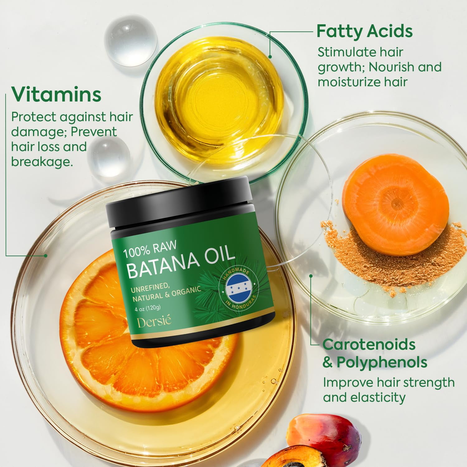Authentic Batana Oil for Hair Growth: Handmade in Honduras 100% Raw Batana Oil - 100% Pure & Natural, Unrefined - Approved by Dr. Sebi for Thicker, Stronger, Fuller Hair - 4 oz