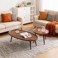 thumbnail image 2 of EliteEdge Nesting Coffee Table Set of 2, 31.5" & 19.7" Mid-Century Modern Walnut End Tables, Space-Saving Living Room Furniture for Small Spaces, Matte Black Metal Frame, 2 of 8