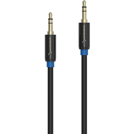 UPC: 0819921012173 | SABRENT 3.5mm Gold Plated Premium Auxiliary Male to Male AUX Cable [Step Down Design] 1 Foot (CB-AUXS)