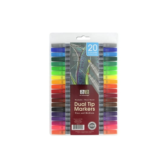 Art Advantage Washable Marker Set Dual Tip 20pc
