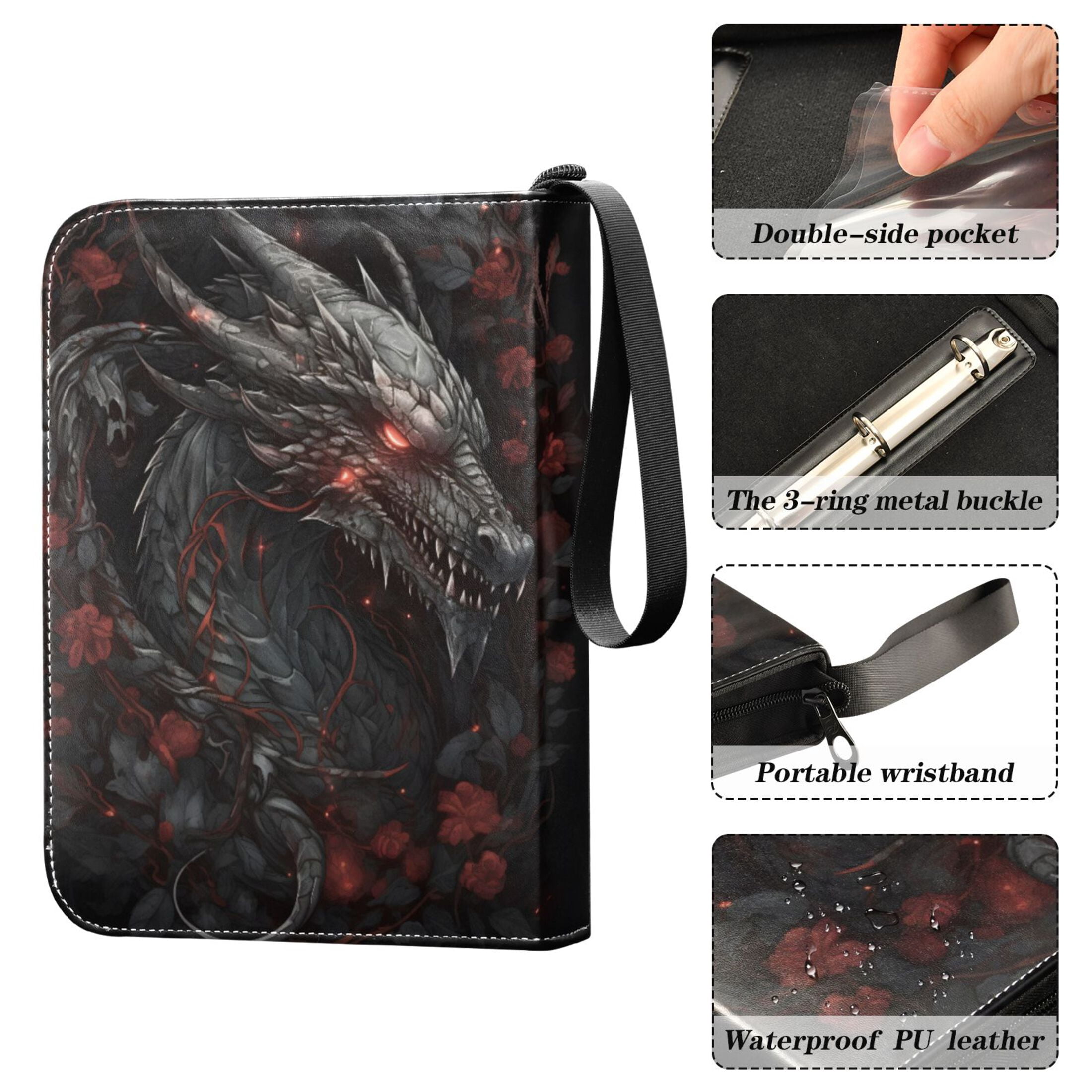 ALAZA Dragon in Flower Trading Card Binder 4 Pocket Cards Collection Album 400 Folder Holder