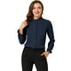 thumbnail image 1 of INSPIRE CHIC Blusa De Chifón Con Cuello Levantado Y Volantes De Manga Larga Con Cierre De Botones Para Oficina Y Trabajo Para Mujer Azul marino XS, 1 of 6