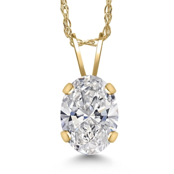 Gem Stone King 1.50 Ct IGI Certified Oval Lab Grown Diamond Pendant Necklace | 14K Yellow Gold | E-F Color | VS1-VS2 Clarity | Gold Necklace for Women | With 18 inch Chain
