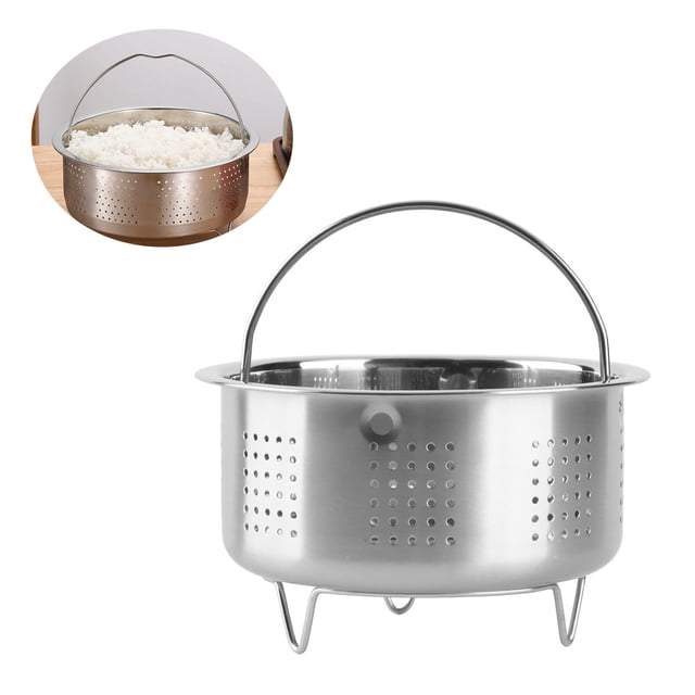 Stainless Steel Steam Basket, Efficient Even Heating Steaming Rack Rice Cooker Insert with Dense Holes for Sugar Removal Cooking Eggs Vegetables Fish