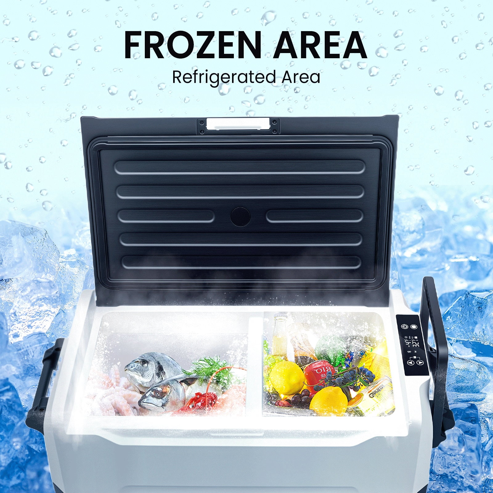 WheelX Electric Cooler, 48QT Portable Car Refrigerator Frezzer with Dual Zone & Independent Temperature Control, -4℉-68℉ Electric Compressor Cooler App Control Camping, Travel, Fishing, Outdoor Use