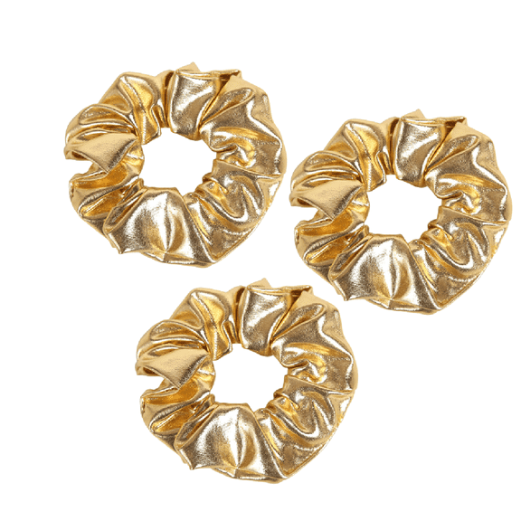 Trianu 3Pcs Silk Scrunchies, Hair Ties, Golden Silk Hair Ties, Elastic Hair Ties, Ponytail Holder for Women Girls