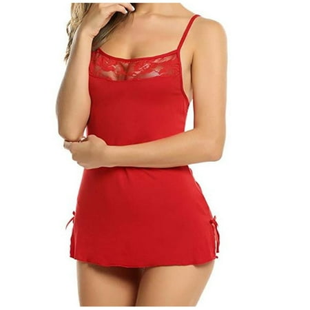 

Fiudx Women Fashion Lace Sling Vest Hollow Mesh See-Through Ladies Nightdress Set New Releases 1066