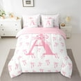 thumbnail image 3 of Castle Fairy Girls Monogrammed Letter 7-Piece Twin Bedding Sets,Pink Bow Bedding Comforter Set,Dreamy Princess Breathable Sheet Sets,Super Cozy Room Decor, 3 of 9