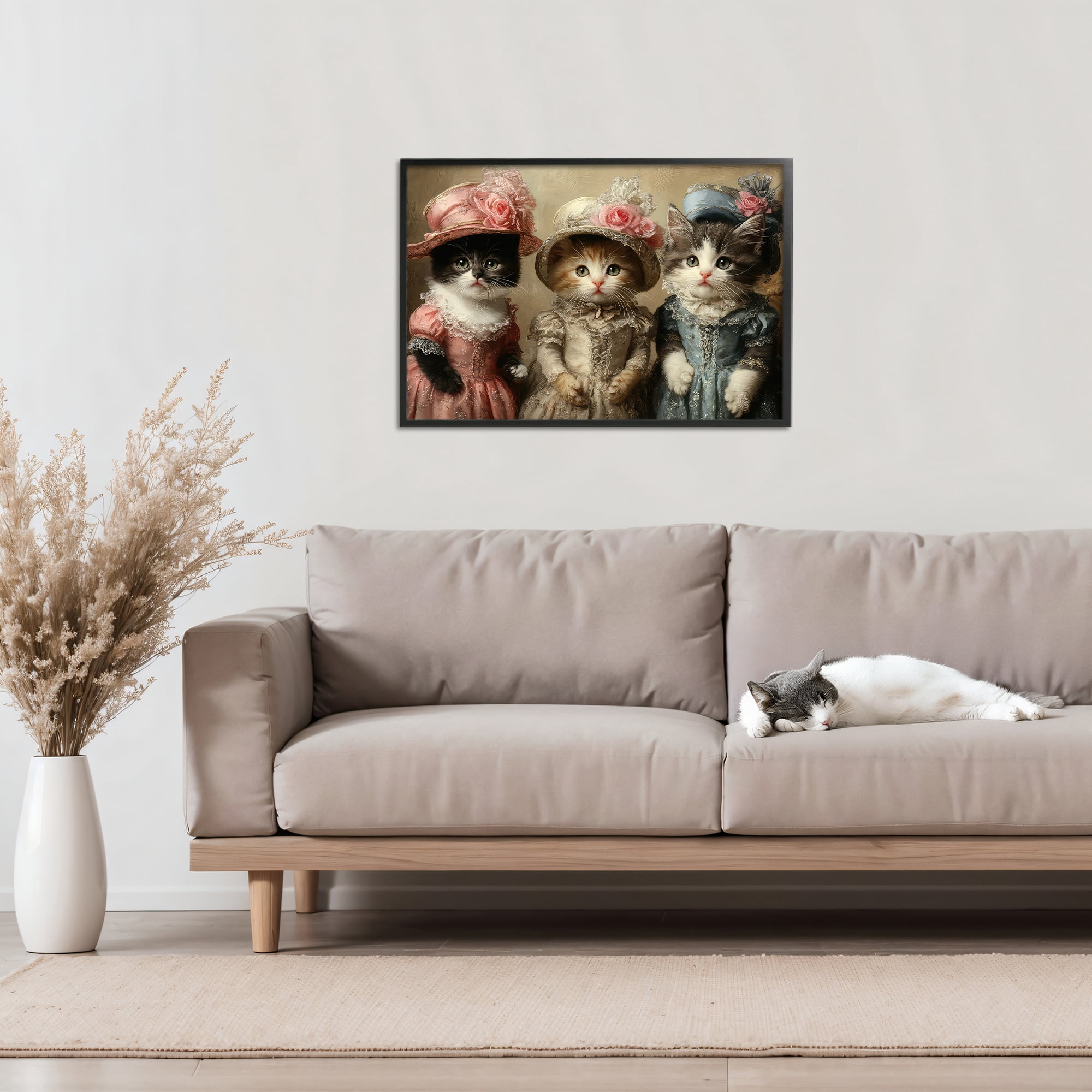 Stupell Industries Vintage Dress Cats Black Framed Giclee Art, design by The Wands Want