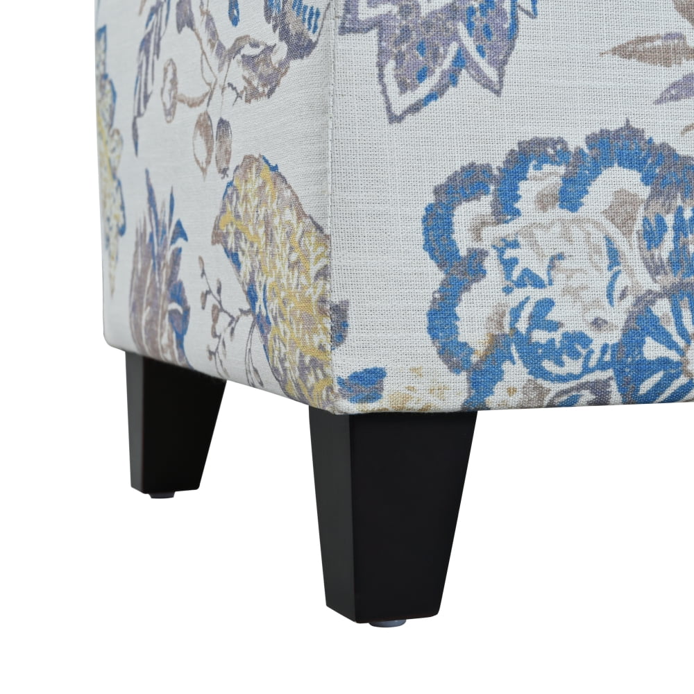 3-in-1 Multifunctional Storage Ottoman! Floral Patterned Fabric Footrest & Seat with Soft-Close Lid, Hidden Compartment for Blankets, Pillows for Living Room, Bedroom