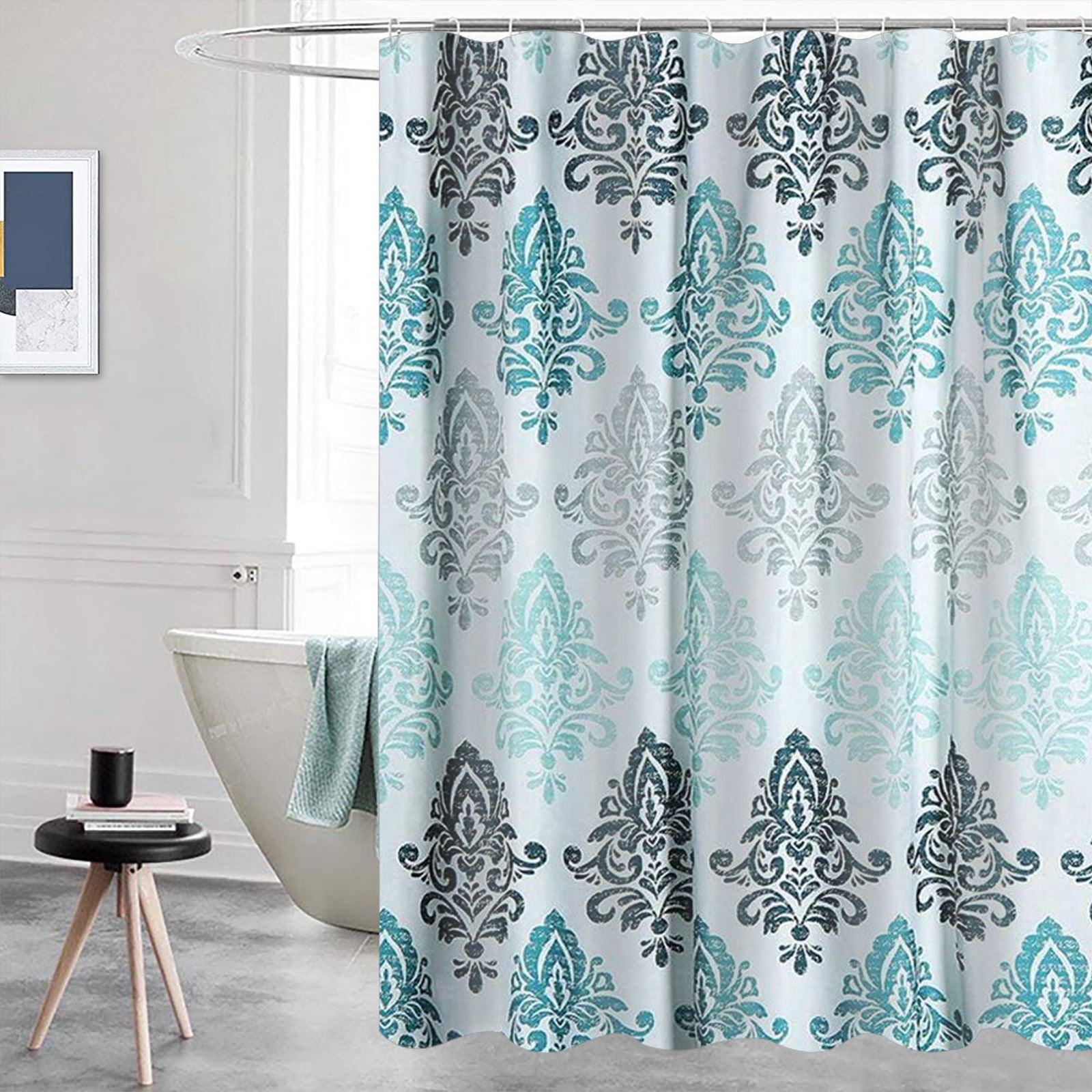 Shower Curtain for Bathroom with 12 Hooks Polyester Fabric Machine Washable Waterproof Shower Curtains 72 x 72 Inch