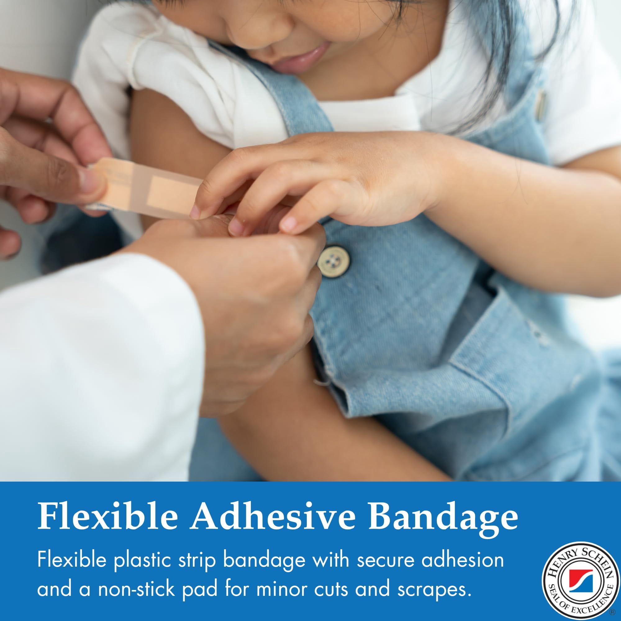 Henry Schein Sheer Adhesive Bandages, 1" x 3" Sterile Strips | Bulk Case of 1,500 (10 Packs of 150) | Breathable, Latex-Free First Aid Bandages for School Nurses, Offices & Businesses