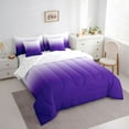 thumbnail image 3 of jejeloiu Abstract Gradient Effects 7-Piece Bedding Comforter Set,Minimalsim Ombre King Bedding Sets,White Purple Bed Sheets For Kids,Breathable Home Decor Reversible, 3 of 8