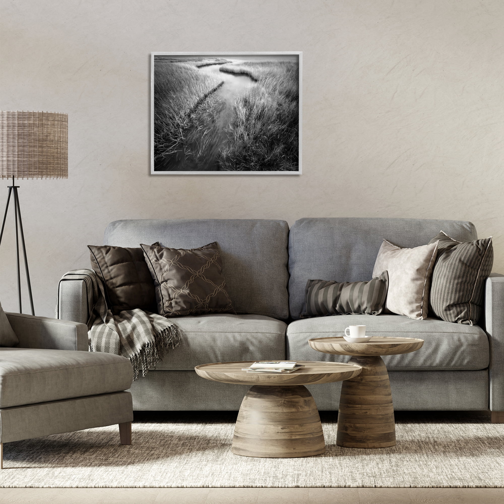 Stupell Industries Meandering Estuary View Landscape Photography Gray Framed Art Print Wall Art, 30 x 24