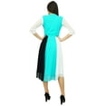 thumbnail image 5 of Bimba Womens Classic Mandarin Collar Shift TriColor Midi Summer Chic Dresses, 5 of 6