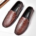 thumbnail image 6 of Big Size Men's Casual Loafers Slip On Leather Shoes Comfortable Lightweight Driving Shoes Male Moccasins Classic Penny Loafer Flats Boat Shoes Outdoor Walking Shoes, 6 of 12
