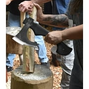 JXE JXO 13 Camping Hatchet, 1065 High Manganese Steel Axe with Hickory Handle and Leather Sheath, Compact Outdoor Tool