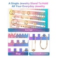 thumbnail image 4 of NiHome Iridescent Acrylic Hanging Earring Organizer, Wall Mount Jewelry Organizer Rack, Wall Earring Holder with 132 Earring Holes, 150 Slots, 23 Necklace Hooks for Stud Earring Bracelet Necklace Ring, 4 of 7