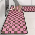thumbnail image 2 of Kitchen Rugs Sets Of 2,Pink Brown Heart Checkered Pattern Anti Fatigue Kitchen Mat Rugs Non Slip Washable,Decorative Kitchen Floor Mats for Kitchen,Sink,Laundry,17"x47"+17"x47", 2 of 5