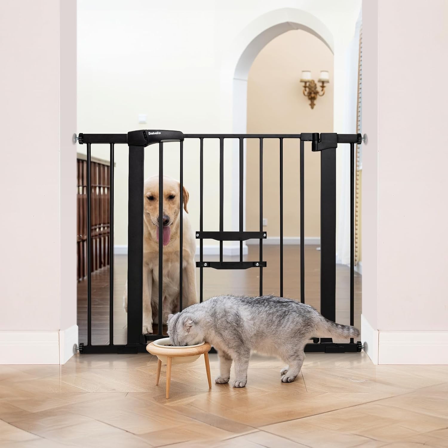 Metal Baby Child Gate With Pet Door Fairy Baby Safety Gate With
