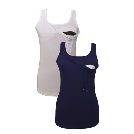 

100% Premium Cotton - Women Nursing Maternity Tank Top 2 Piece Set