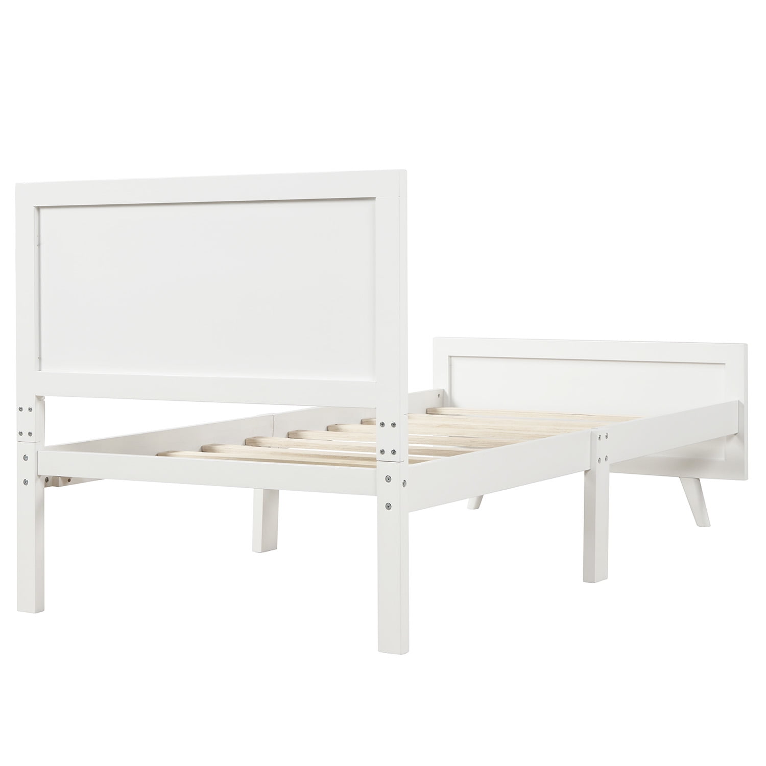 Kepooman Twin Size Wood Platform Bed Frame with Headboard & Footboard, 78.7" x 42.3" x 41.5", White Kepooman Twin Size Wood Platform Bed Frame with Headboard & Footboard, 78.7" x 42.3" x 41.5", White