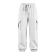 thumbnail image 6 of CQONEPT Baggy Cargo Sweatpant Women Elastic Waist Loose Fleece Fall Winter Pant Streetwear Casual Trousers with Side Pockets, 6 of 6