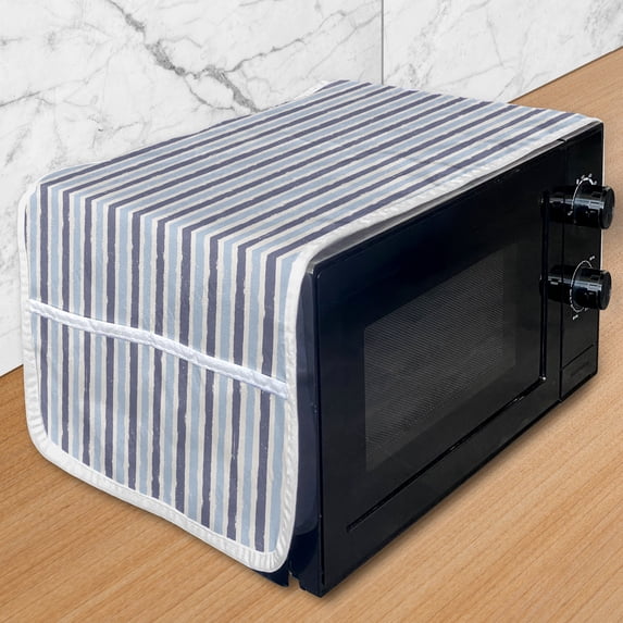 Harbour Stripe Microwave Oven Cover, Abstract Soft Toned Sketchy Horizontal Stripes Pattern, Water Resistant Organizer with Pockets for Kitchen, 36" x 12", Cadet Blue Pale, by Ambesonne