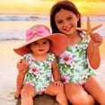 thumbnail image 4 of Grblisyd Girls Swimsuit Flutter Sleeve Hawaiian One Piece Bathing Suit Crew Neck Girls'Swimwear 10Y, 4 of 6