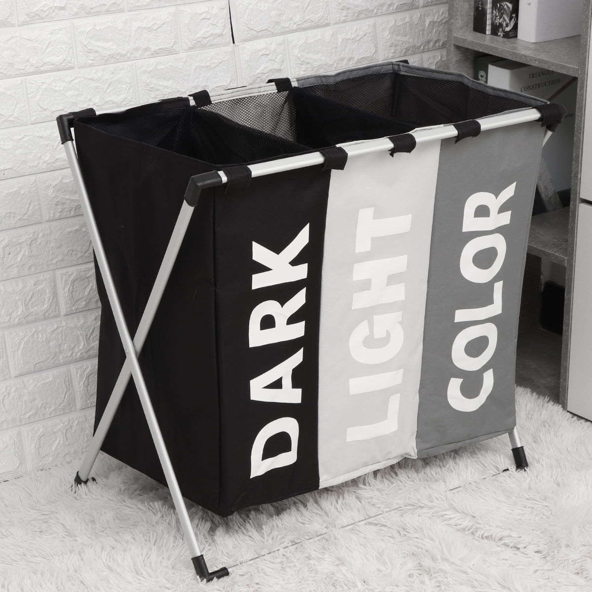Details about   Laundry Hamper Foldable Laundry Basket with 3 Section Large Dirty Clothes Sorter 