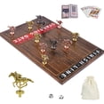 thumbnail image 1 of Horse Race Board Game Racing Game Thickened Solid Wood with 11 Luxurious Durable Classic Metal Horses with 4 Dice and 2 Boxes of Cards Horse Racing Game (Flame Color, Rectangle), 1 of 6