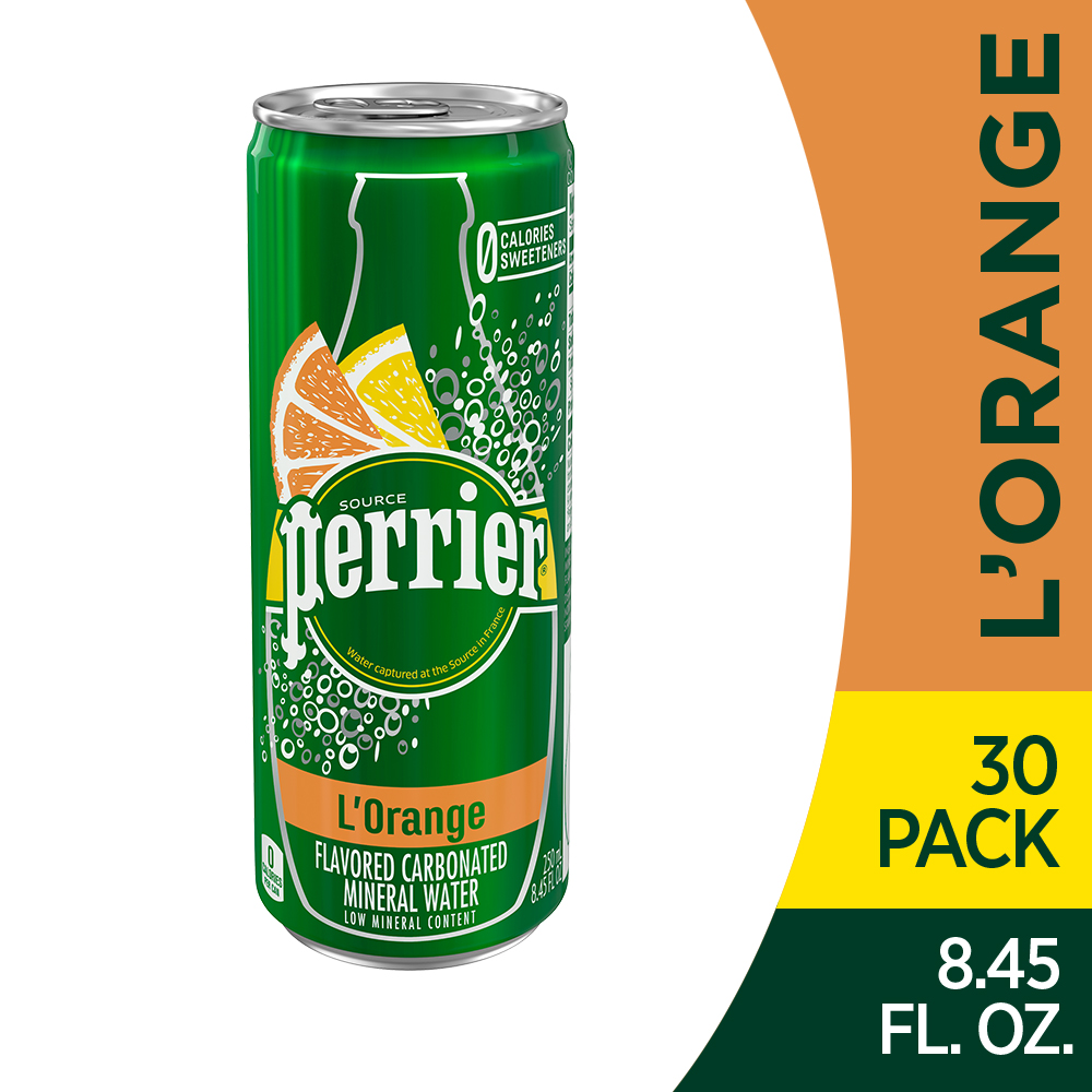 Perrier L'Orange Flavored Carbonated Mineral Water (Lemon Orange Flavor