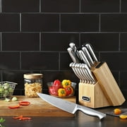 McCook 15-Piece Stainless Steel Knife Set,MC19 Knife Block Set with Built-in Sharpener,Chef Knife for Home