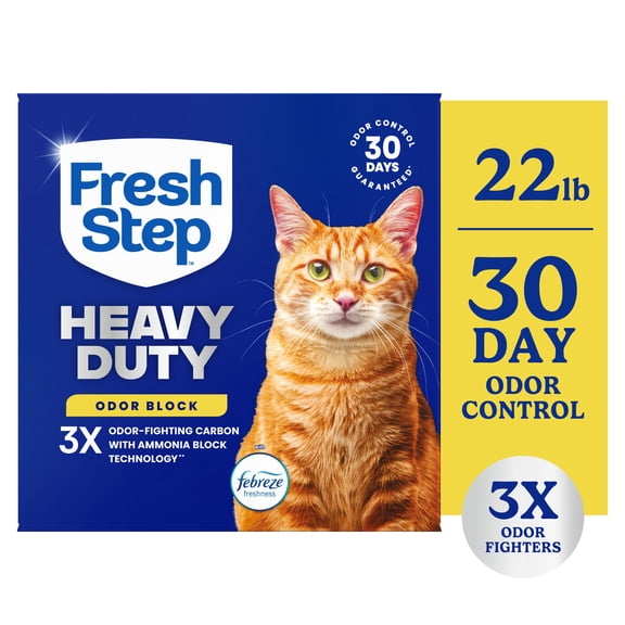 Fresh Step Heavy Duty Odor Block Multi-Cat Clumping Cat Litter, Febreze Freshness Scent, 22 lb Box